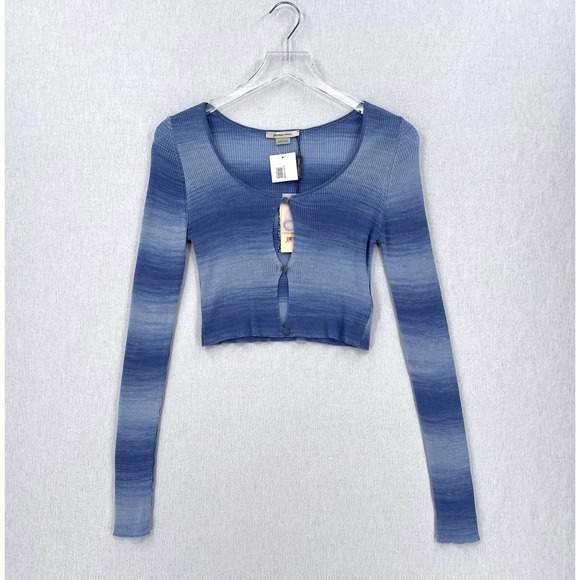 PALOMA WOOL Sweater Womens Medium Blue Sauce Button Ribbed Knit Cropped Top NWT - Picture 5 of 16